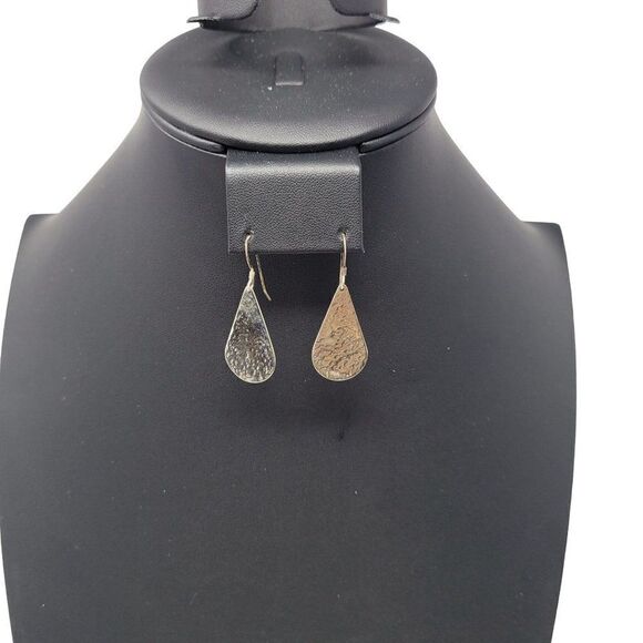 Vintage Signed TG Sterling Silver Drop Dangle Earrings Hammered Tear Drop - Picture 8 of 8
